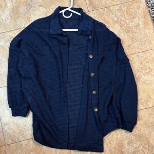 Navy Blue Button-Up Cardigan